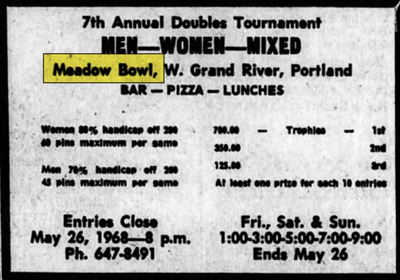 Wagon Wheel (Meadow Bowl Lanes) - May 1968 Ad (newer photo)